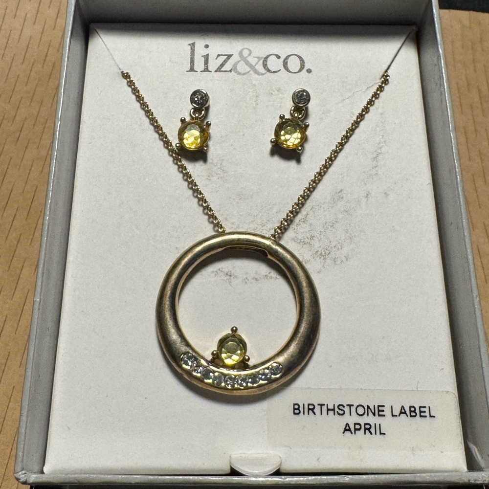 Liz & Co. Gold Birthstone Necklace and Earring Set